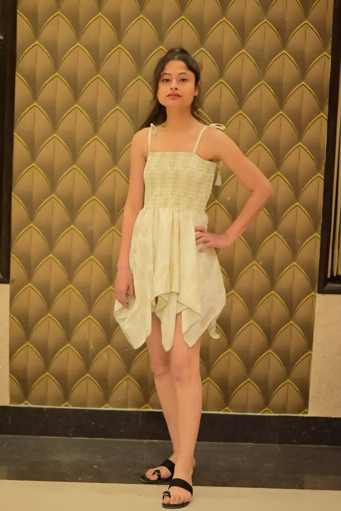 Smocked Handkerchief Hem Dress